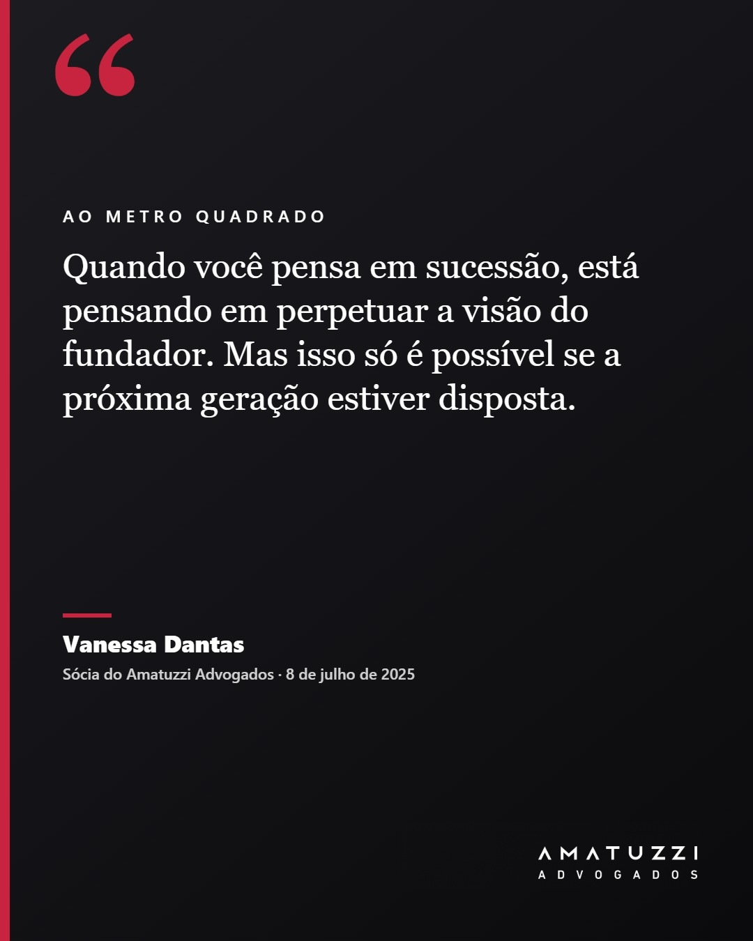 Sucessão no mercado imobiliário: Vanessa Dantas ouvida pelo Metro Quadrado